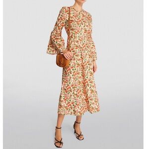 Doen Noisette Midi Dress Lydden Garden Liberty Fabric Floral Bell Sleeves XS GUC